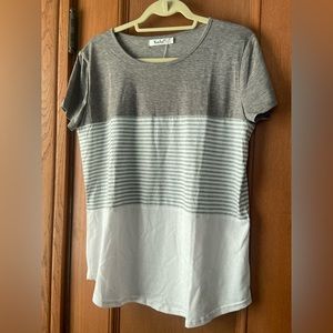 Striped gray women’s t-shirt by YunJey size L New With Tags